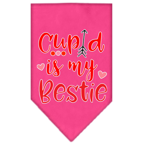 Cupid is my Bestie Screen Print Bandana Bright Pink Large